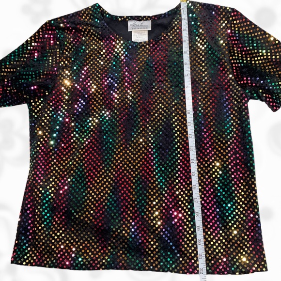 VTG Kathie Lee Collection Groovy Foil Dot Blouse - Picture 7 of 9